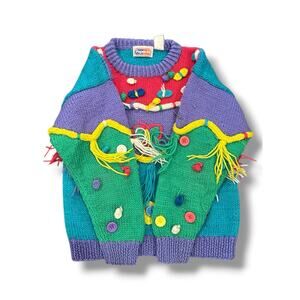 Vintage Popsicle Sweater Kids 5/6 90s  Whimsical Novelty Art Teacher